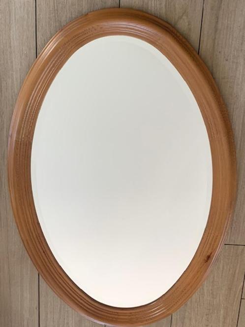 Retro ovale spiegel in mooie zware houten lijst; zgan, Huis en Inrichting, Woonaccessoires | Spiegels, Zo goed als nieuw, Minder dan 50 cm