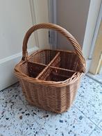 Brocante stevige rieten flessen mand, Ophalen