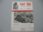 FT 706 FIAT 500 C. Folder, Boeken, Ophalen of Verzenden, Zo goed als nieuw, Overige merken