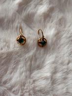 Vintage Gouden Smaragd Oorbellen 585, Sieraden, Tassen en Uiterlijk, Oorbellen, Ophalen of Verzenden, Met edelsteen, Goud, Hangers