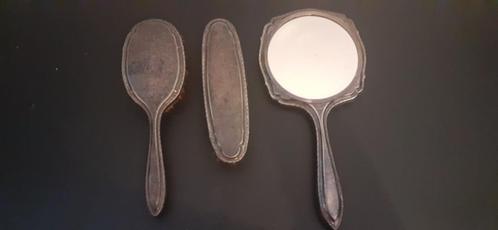 Zilveren kaptafel set zilver 3 delig (spiegel + borstels) !, Antiek en Kunst, Antiek | Goud en Zilver, Zilver, Ophalen of Verzenden