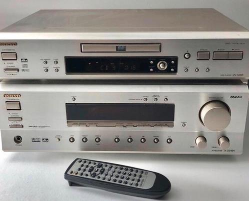 ONKYO TX-DS494 AV VERSTERKER EN ONKYO DV-S555 DVD SPELER, Audio, Tv en Foto, Stereo-sets, Gebruikt, Dvd-speler, Overige merken