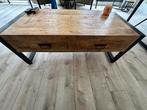 Salontafel hout met staal, 120x60cm, Ophalen, Gebruikt, 100 tot 150 cm, 50 tot 100 cm