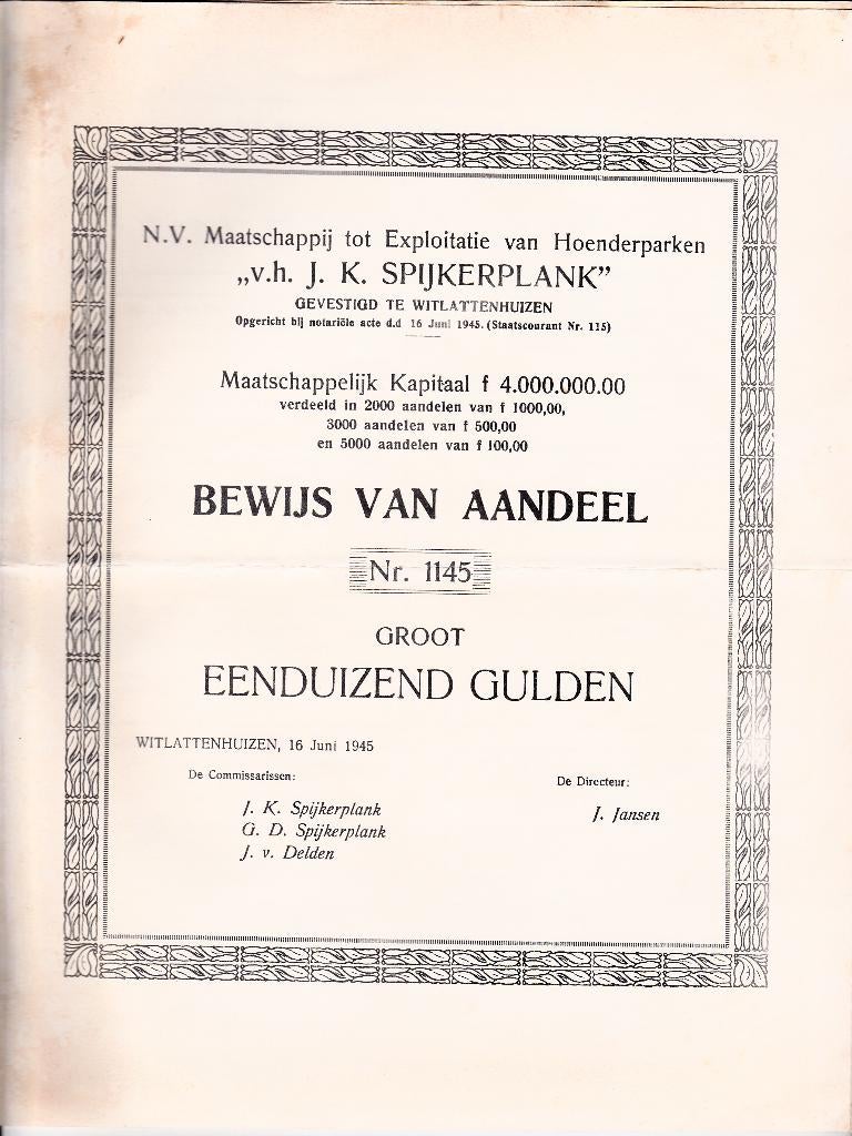 N.V. MAATSCHAPPIJ TOT EXPLOITATIE VAN HOENDERPARKEN v.h...., Ophalen of Verzenden