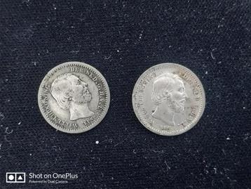 2 stuks zilveren 5 cent W3 1850 +1869. prijs € 8,20 beschikbaar voor biedingen
