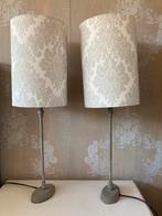Brocante tafellampen wit/grijs, Gebruikt, Ophalen of Verzenden, 50 tot 75 cm