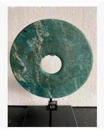 Woondeco Jade schijf donut op metalen voet, ornament, 29 cm, Ophalen of Verzenden