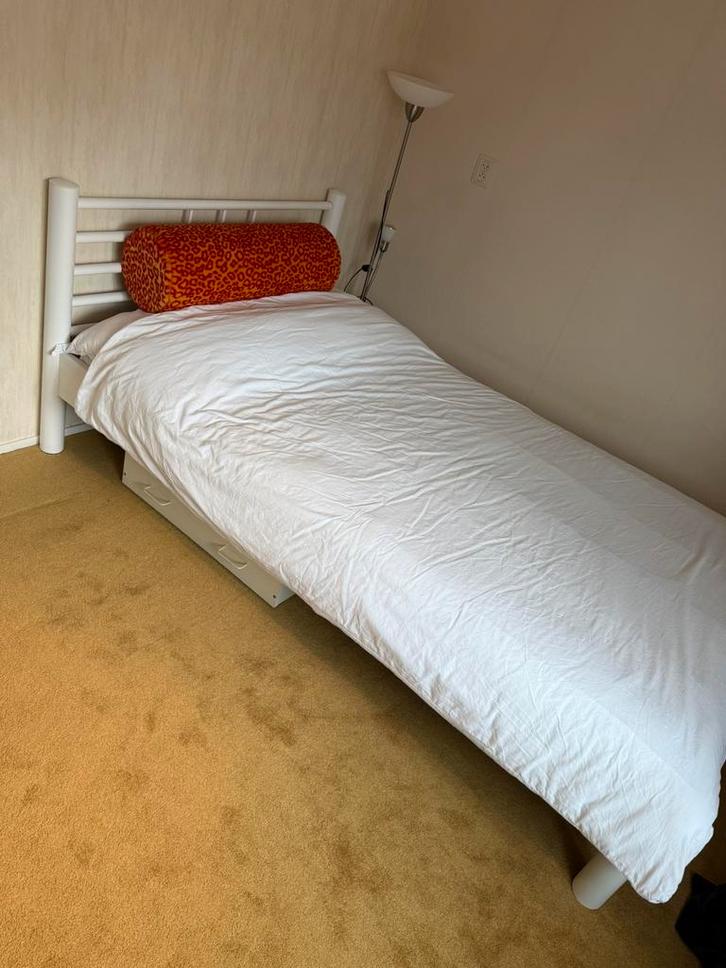 Metalen twijfelaar 120x200, Huis en Inrichting, Slaapkamer | Bedden, Zo goed als nieuw, Twijfelaar, 120 cm, Metaal, Grijs, Ophalen
