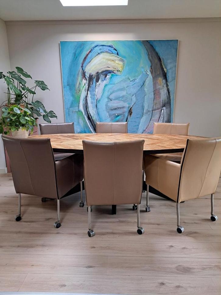 6 eetkamerstoelen wieltjes leer hele mooie staat, Huizen en Kamers, Kamers te huur