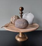 Etagere 1 laags Chique plateau hout antiek goud D40 Nieuw, Ophalen of Verzenden, Nieuw