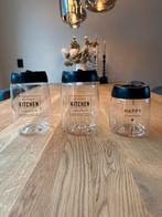 3 Glazen Keuken Opbergtrommels, Huis en Inrichting, Ophalen of Verzenden, Zo goed als nieuw
