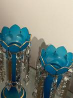 Blauw Opaline Luster met Kristallen, Antiek en Kunst, Ophalen