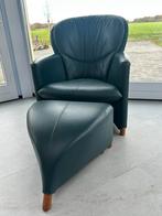 Leolux luxe leren fauteuil met design hocker, Huis en Inrichting, Fauteuils, Ophalen, Gebruikt, Leer, 75 tot 100 cm