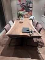 Bruine en witte leren eettafel stoelen, Ophalen of Verzenden