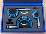 Micrometer set 0-75mm professioneel buitendiameter zgan, Micrometer, Ophalen of Verzenden, Zo goed als nieuw, Micrometer