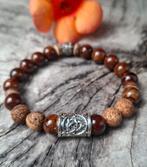 Nieuwe Herenarmband van 2 soorten Agaat +Viking sierkraal RV, Overige materialen, Met edelsteen, Bruin, Nieuw