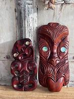 Nieuw-Zeelandse handgesneden Vintage Maori Hoofd Tiki masker, Ophalen of Verzenden