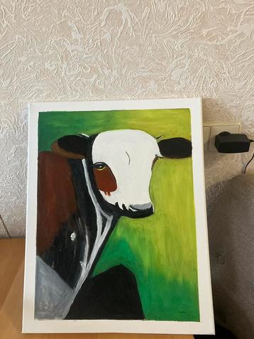 Koe geschilderd  op doek 40 x 50 cm