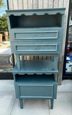 Vintage Blauwe Nachtkastjes Jaren 50/60, Huis en Inrichting, Ophalen, Minder dan 50 cm, Gebruikt, 25 tot 50 cm