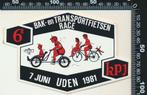 Sticker: Bak en Transportfietsenrace - 1981 - KPJ - Uden (1), Ophalen of Verzenden, Zo goed als nieuw, Bedrijf of Vereniging