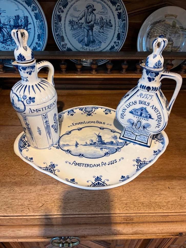 Delfts Blauw Erven Lucas Bols Likeur Set, Antiek en Kunst, Antiek | Keramiek en Aardewerk, Ophalen of Verzenden