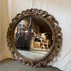Barok Spiegel -houten lijst – Taupe - 100 cm -TTM Wonen, Www.ttmwonen.nl, 100 tot 150 cm, Rond, Nieuw