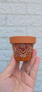 Zelfgeschilderde terracotta pot, Ophalen of Verzenden, Zo goed als nieuw, Rond, Minder dan 25 cm