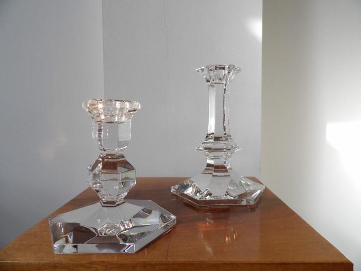 Val st Lambert Kandelaars, Kristal, Antiek en Kunst, Antiek | Kandelaars, Kristal, Ophalen of Verzenden