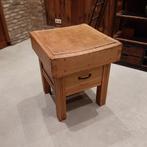 Oud hakblok werkbank vintage bijzettafel industriëel hout, Ophalen, Gebruikt