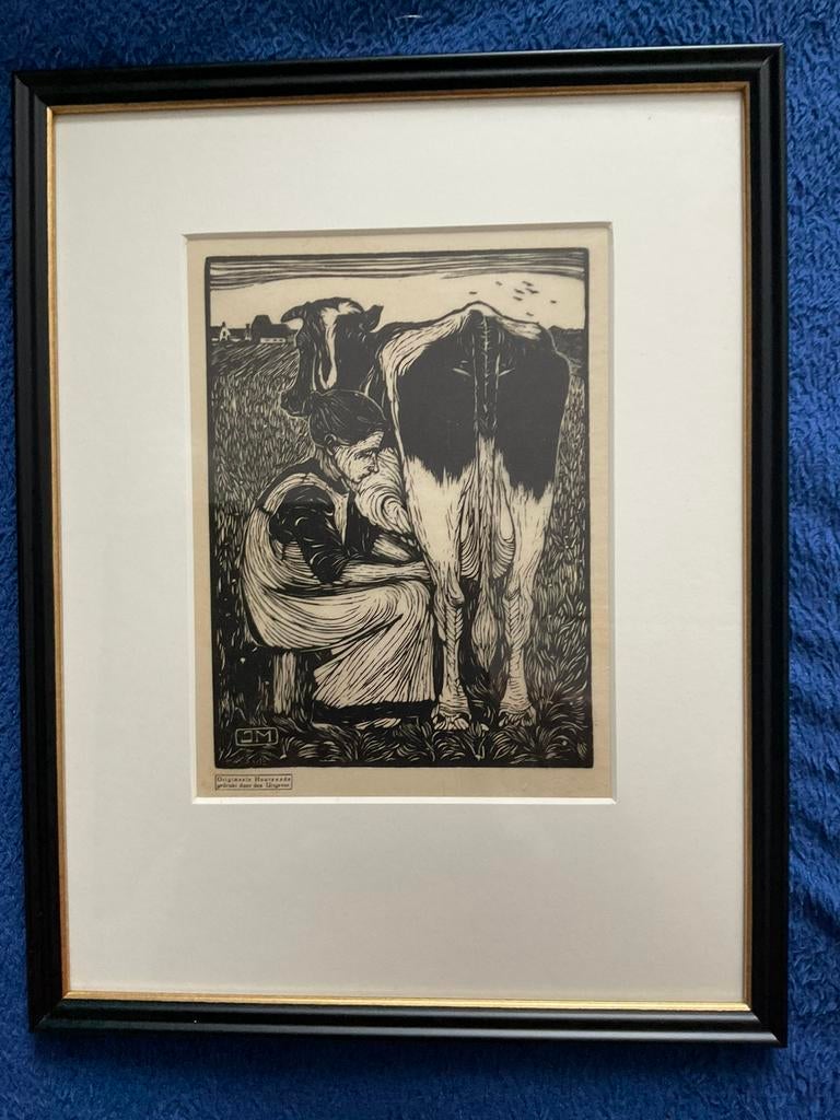 Jan mankes, melkmeisje, Antiek en Kunst, Kunst | Etsen en Gravures, Ophalen of Verzenden