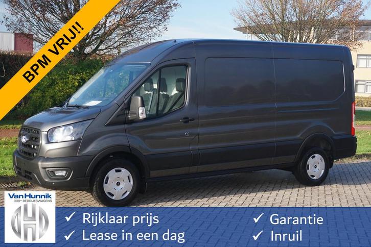 Ford Transit 350L L3H2 Trend AUT8 130PK BPM VRIJ! 12" Sync4, Auto's, Bestelauto's, Bedrijf, Te koop, ABS, Achteruitrijcamera, Airconditioning