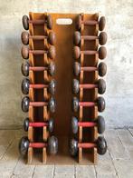 Vintage rek met 16 halters | dumbles uit Frankrijk|  mancave, Ophalen, Gebruikt, Halterset