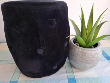 Zwarte hocker en een pot met neppe plant  beschikbaar voor biedingen