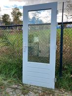 Buitendeur hardhout met isolatieglas, Doe-het-zelf en Verbouw, Deuren en Horren, Ophalen, 80 tot 100 cm, 200 tot 215 cm, Glas