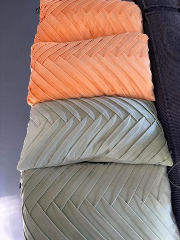 Groene en oranje Sierkussens - Set van 4 beschikbaar voor biedingen