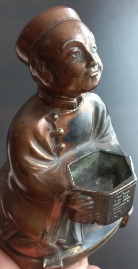 AntiekJapanse mandarijn , wierookbrander metalen beeldje, Antiek en Kunst, Kunst | Niet-Westerse kunst, Ophalen of Verzenden