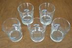 Set van 5 waterglazen / whiskyglazen laag met wolken motief., Huis en Inrichting, Keuken | Servies, Ophalen of Verzenden, Zo goed als nieuw