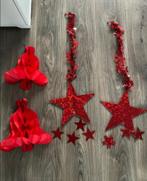 Rode kerstbellen en kerststerren om aan plafond te hangen, Diversen, Kerst, Ophalen of Verzenden, Zo goed als nieuw