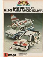 Retro reclame 1980 Burago speelgoed Audi Quattro Talbot, Verzamelen, Verzenden, Overige typen