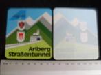 2x ruit sticker Arlberg Strassentunnel tunnel logo vignet, Verzenden, Zo goed als nieuw, Auto of Motor