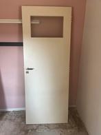 2 witte boarddeuren met raam, Doe-het-zelf en Verbouw, Deuren en Horren, Ophalen, Gebruikt, Minder dan 80 cm, Binnendeur