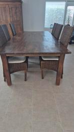 eettafel 2.65 meter lang breed 120 met 6 stoelen, Huis en Inrichting, Tafels | Eettafels, Ophalen, Gebruikt, 100 tot 150 cm, Teakhout