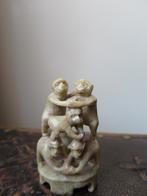 mooi handgemaakt speksteen beeldje aapjes 8 cm, Antiek en Kunst, Ophalen of Verzenden