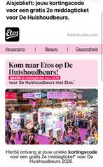 Voucher 2e middagticket gratis huishoudbeurs, Eén persoon, Vrijkaartje specifieke film