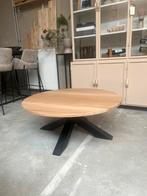 Salontafel eiken stalen matrix matzwart, 100 tot 150 cm, Rond, Nieuw, Ophalen of Verzenden