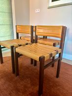 Set van 4 vintage brutalistische eetkamer stoelen, Ophalen, Bruin, Brutalisme, vintage, space age, Hout