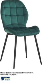 Manny Eetkamerstoel Groen Fluweel Velvet Industrieel €59,99, Overige kleuren, Manny Eetkamerstoel Groen Fluweel Velvet Industrieel