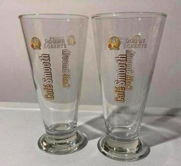 2 Café Smooth glazen van Douwe Egberts. Hoogte 14,5 cm. beschikbaar voor biedingen