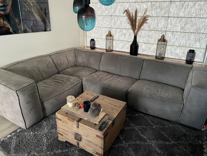 Grijze hoekbank - Moet nu weg!, Huis en Inrichting, Banken | Complete zithoeken, Zo goed als nieuw, Ophalen