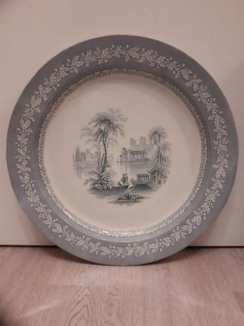 Groot wandbord Engels aardewerk keramisch antiek, Antiek en Kunst, Antiek | Servies los, Ophalen